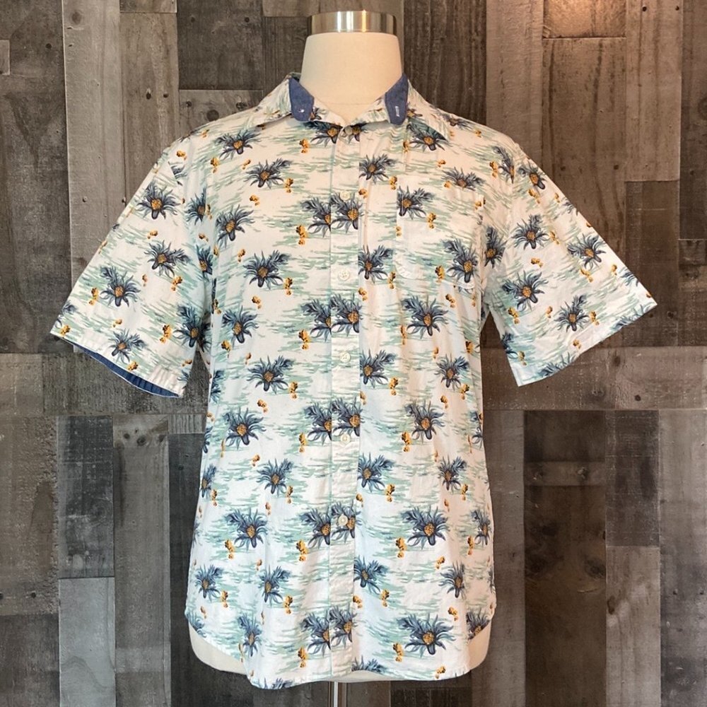 Men's Jachs New York Hawaiian button up shirt large pineapples beach tropical